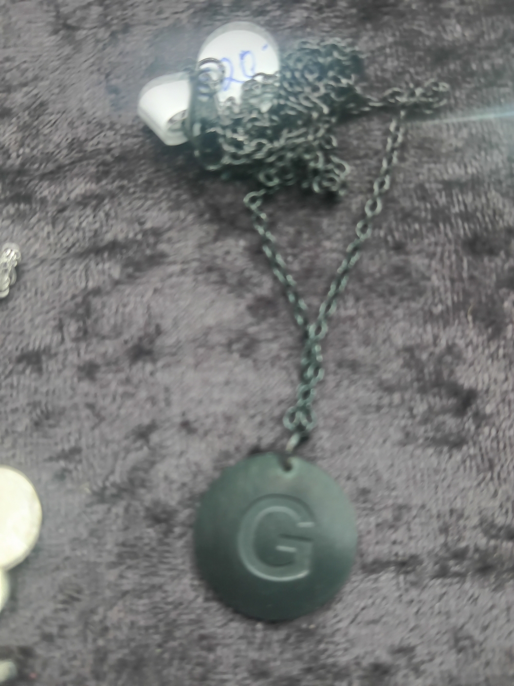 Black Round 'G' Pendant Necklace